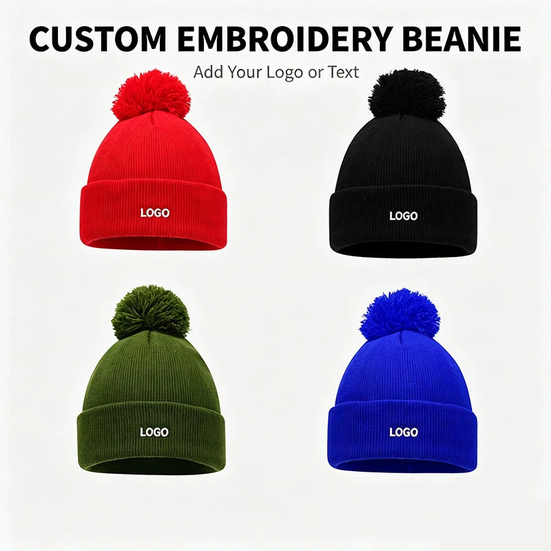 Bonnet à Pompon Personnalisable avec Logo Brodé
