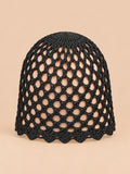 Gorro calado de mujer, elegante y ligero, color negro, vista frontal en la fotografía del producto