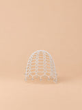 Bonnet ajouré perlé au crochet pour femme, coloris blanc, vue de face