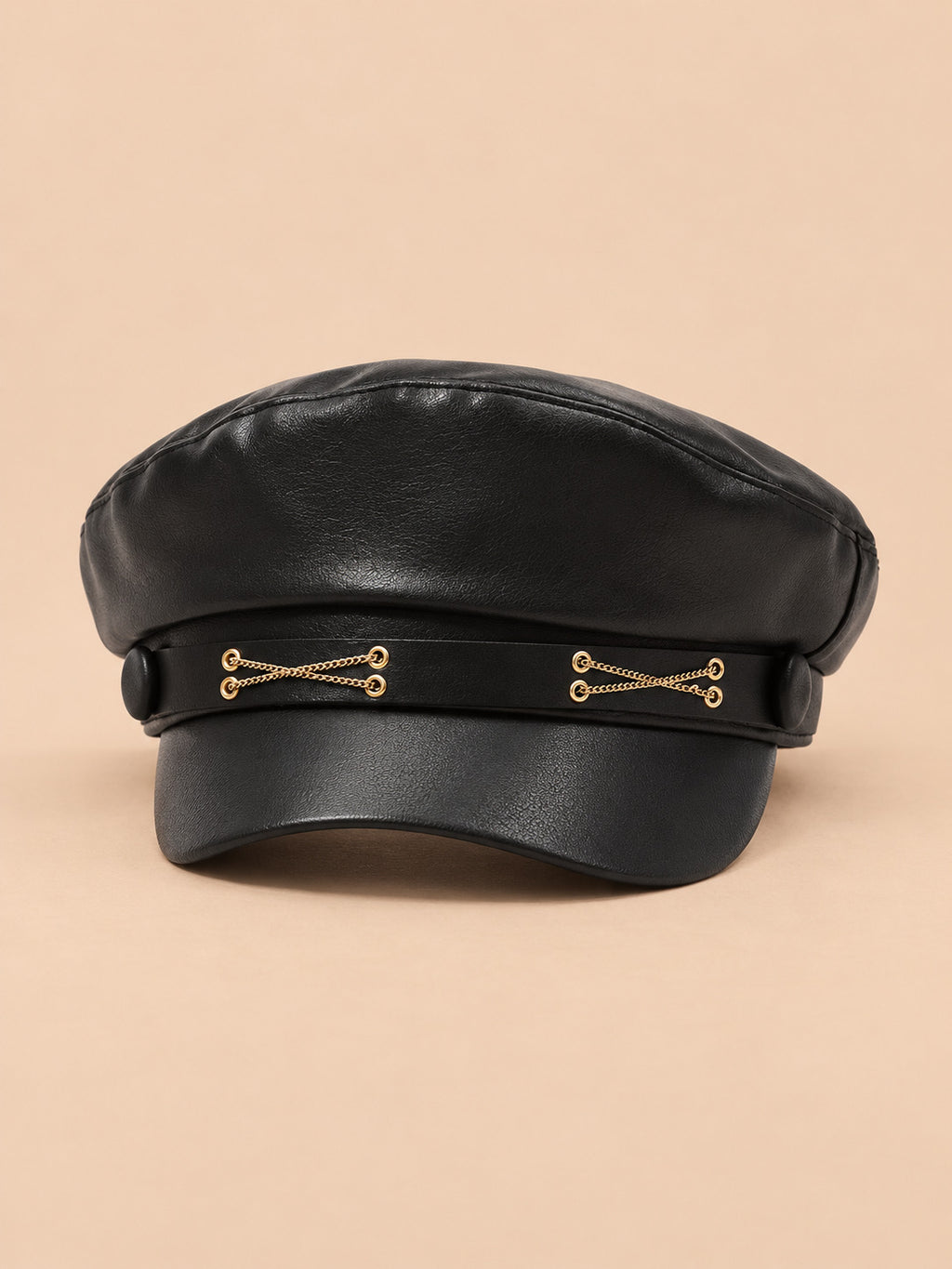 Gorra tipo boina con visera y efecto piel, estilo inglés, modelo 2, vista frontal
