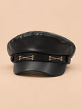 Gorra tipo boina con visera y efecto piel, estilo inglés, modelo 2, vista frontal