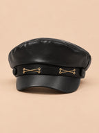 Gorra tipo boina con visera y efecto piel, estilo inglés, modelo 2, vista frontal