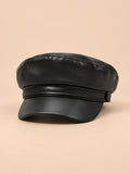 Gorra tipo boina con visera y efecto piel, estilo inglés, modelo 3, vista frontal