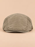 Boina de pintor retro ajustable con visera de algodón, modelo 5, color beige, vista frontal