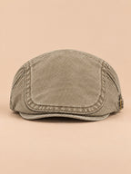 Boina de pintor retro ajustable con visera de algodón, modelo 5, color beige, vista frontal