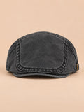 Boina de pintor retro ajustable con visera de algodón, modelo 4, color negro, vista frontal