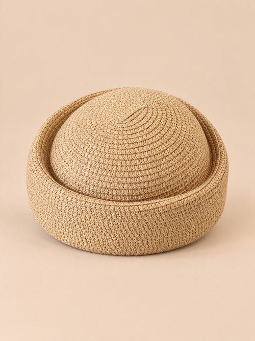Boina retro de rejilla con parte superior calada, de estilo fedora, modelo 3 caqui, vista de frente