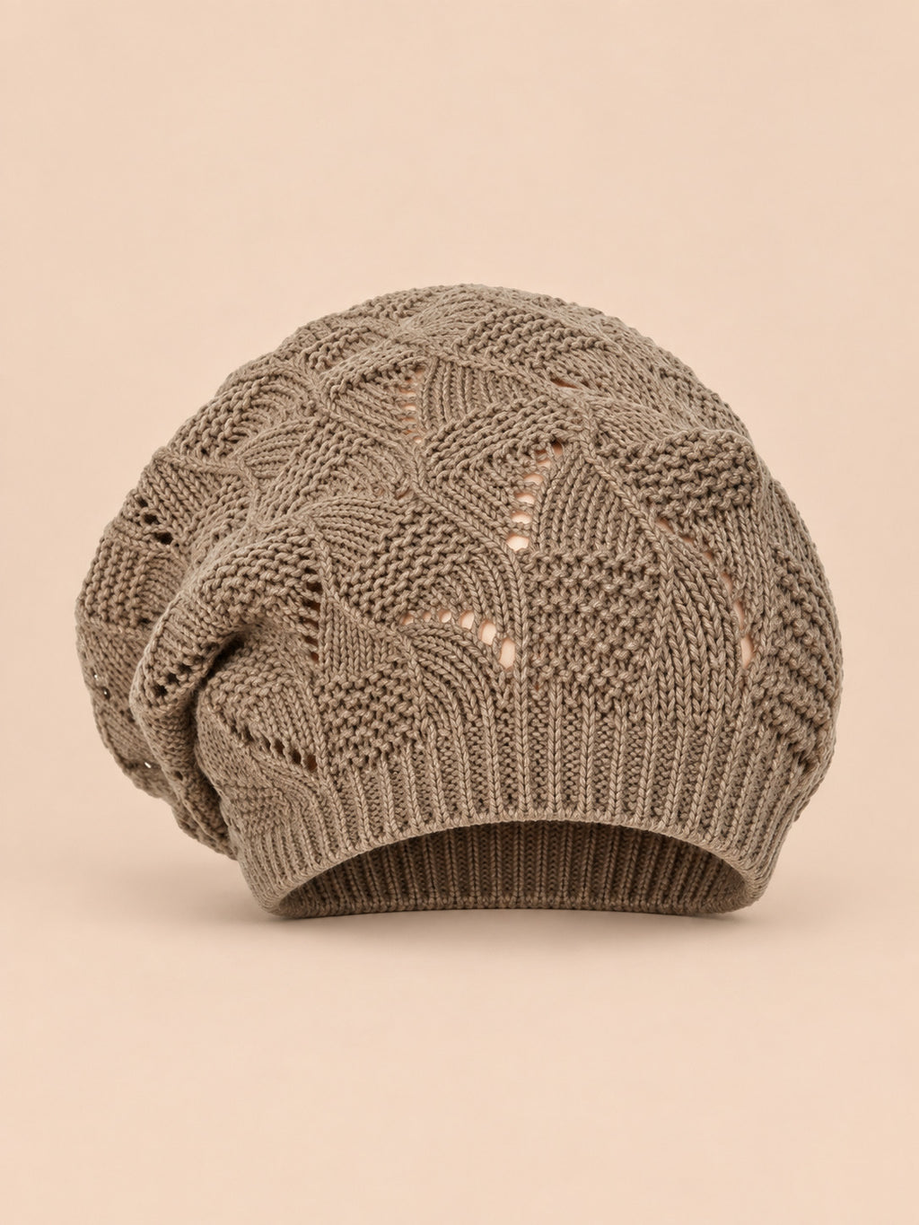 Gorro tipo boina amplio de mujer con trenzas, estilo coreano, color caqui, vista frontal