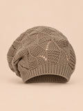 Gorro tipo boina amplio de mujer con trenzas, estilo coreano, color caqui, vista frontal