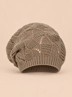 Gorro tipo boina amplio de mujer con trenzas, estilo coreano, color caqui, vista frontal