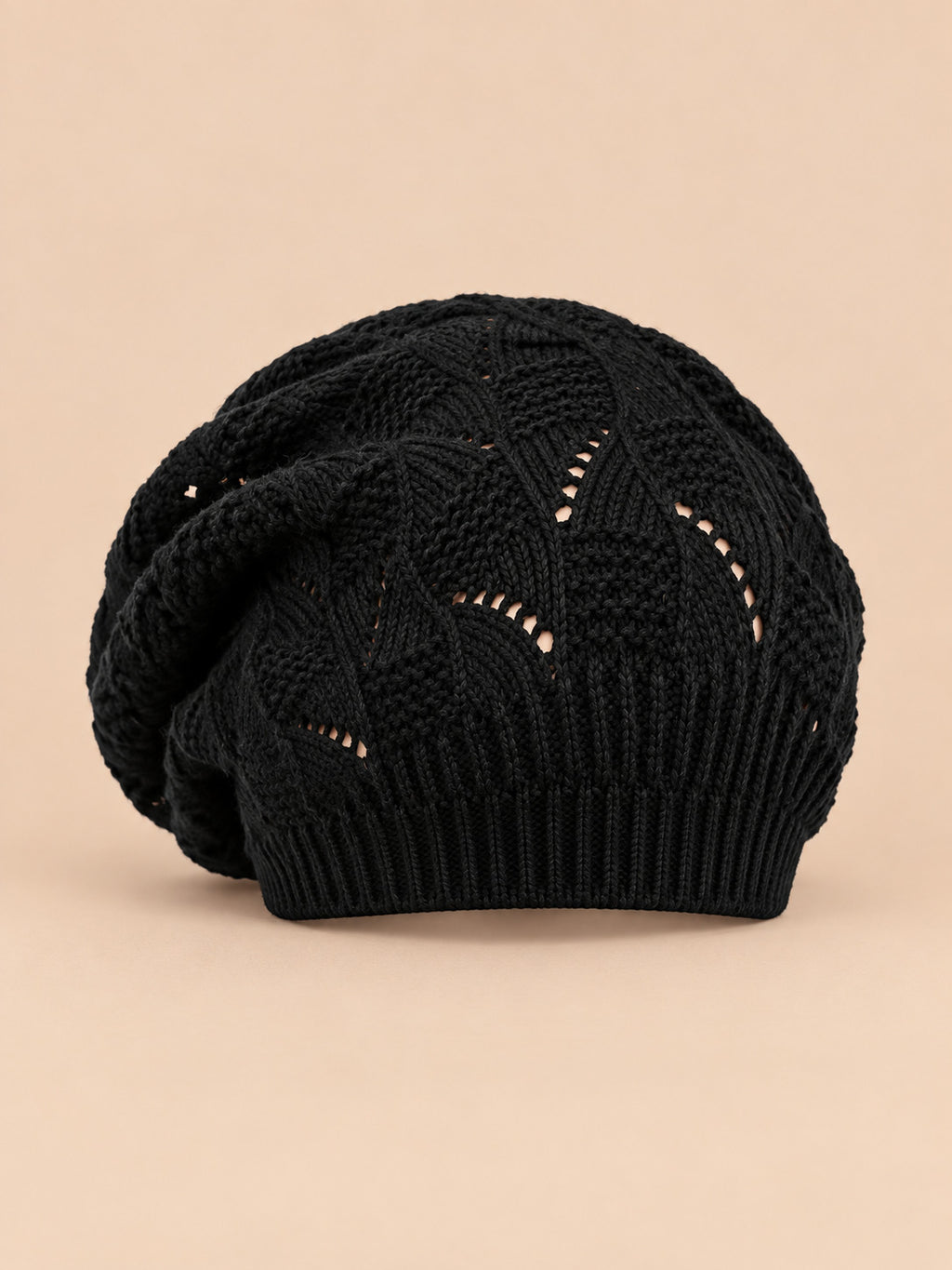 Gorro tipo boina amplio de mujer con trenzas, estilo coreano, color negro, vista frontal