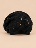 Gorro tipo boina amplio de mujer con trenzas, estilo coreano, color negro, vista frontal