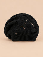 Gorro tipo boina amplio de mujer con trenzas, estilo coreano, color negro, vista frontal
