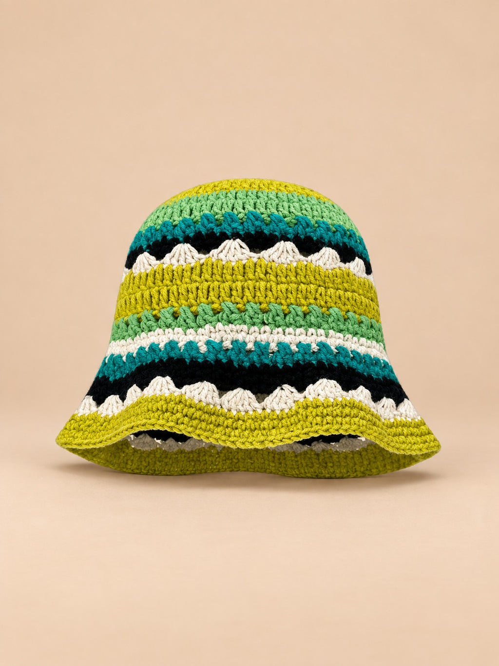 Gorro de pescador de ganchillo con flores, estilo coreano, modelo 31, vista frontal