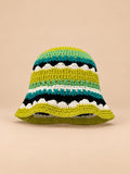 Gorro de pescador de ganchillo con flores, estilo coreano, modelo 31, vista frontal