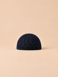 Gorro casquete vintage de rejilla tejida a ganchillo, color azul oscuro, vista frontal