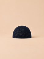 Gorro casquete vintage de rejilla tejida a ganchillo, color azul oscuro, vista frontal