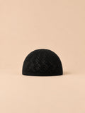 Gorro casquete vintage de rejilla tejida a ganchillo, color negro, vista frontal