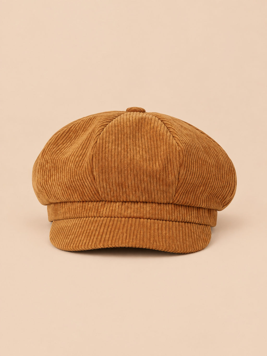Gorra gavroche de ocho paneles, estilo boina vintage, color amarillo, vista frontal