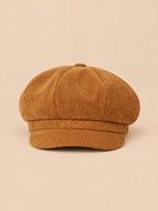 Gorra gavroche de ocho paneles, estilo boina vintage, color amarillo, vista frontal
