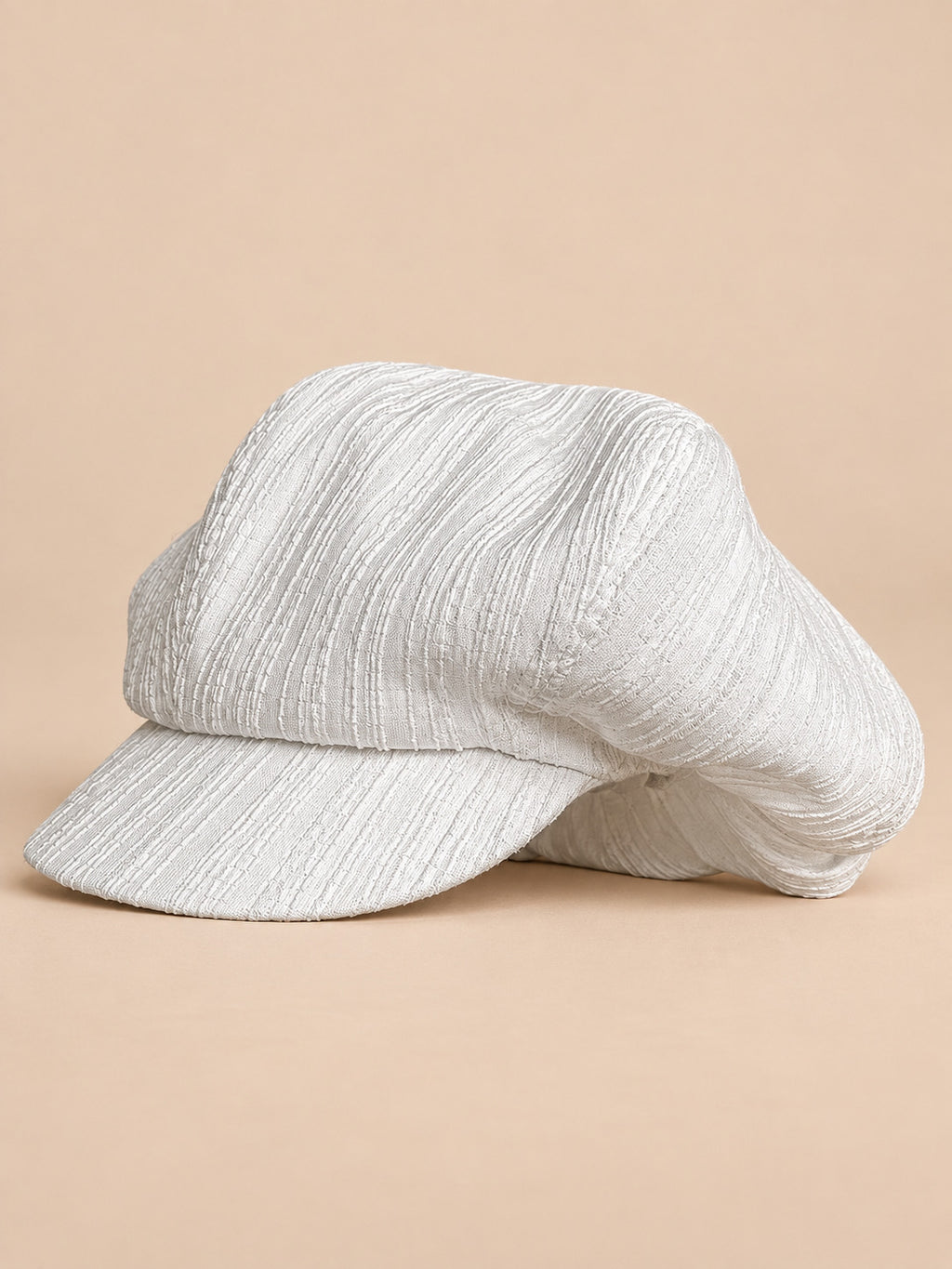 Gorra gavroche vintage de algodón con pata de gallo, color blanco, vista frontal