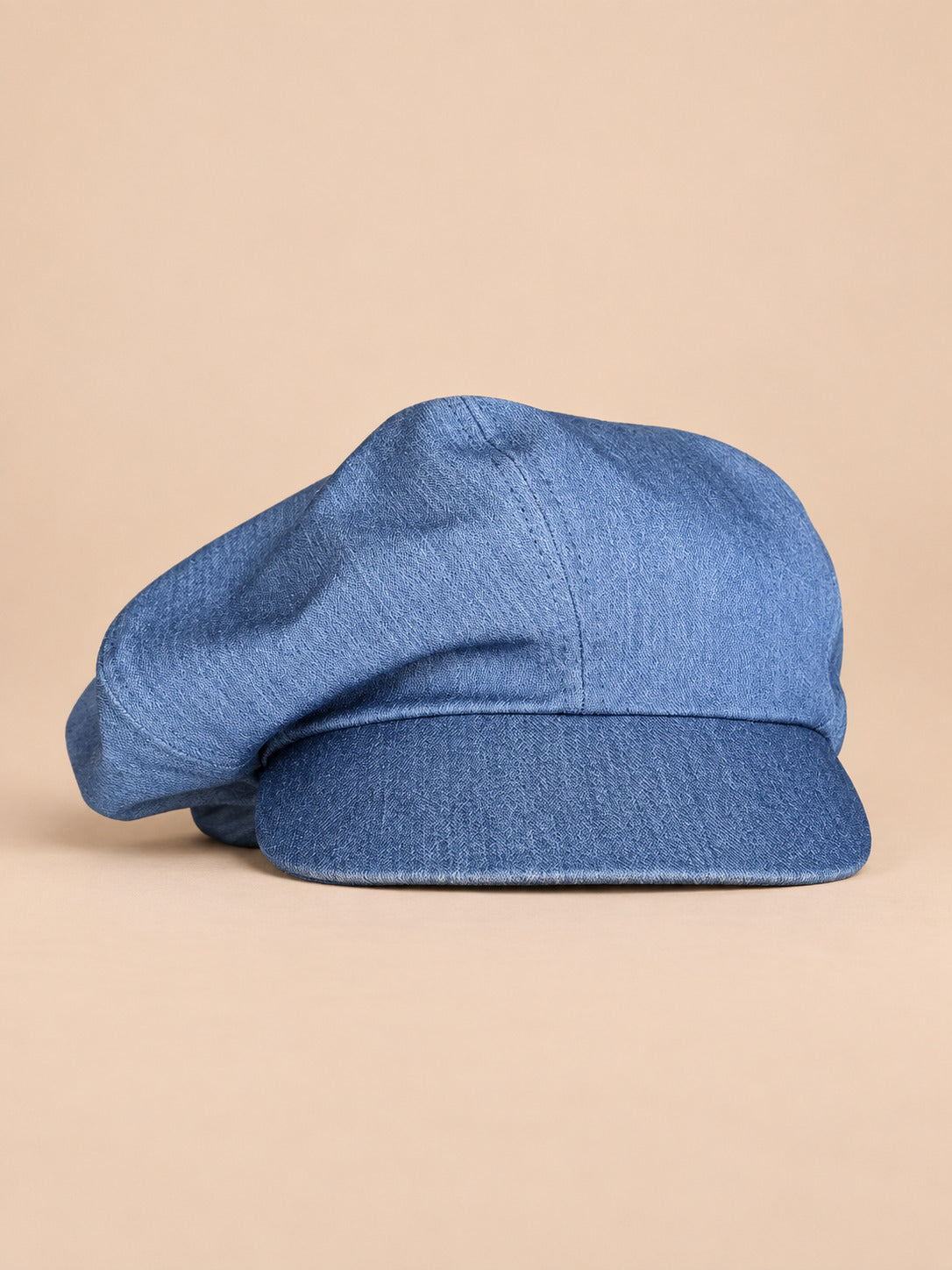 Gorra gavroche vintage de algodón con pata de gallo, color azul cielo, vista frontal