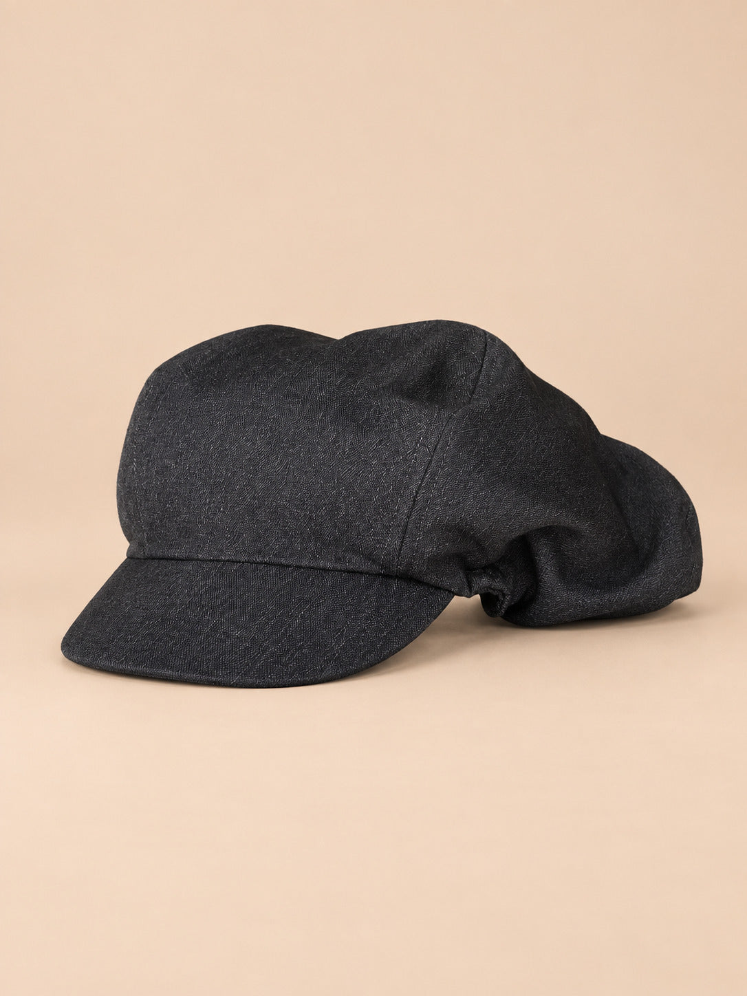 Gorra gavroche vintage de algodón con pata de gallo, color gris oscuro, vista frontal