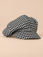Gorra gavroche vintage de algodón con pata de gallo, multicolor, vista de tres cuartos