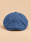 Casquette gavroche plate bleu style britannique vintage, vue de face