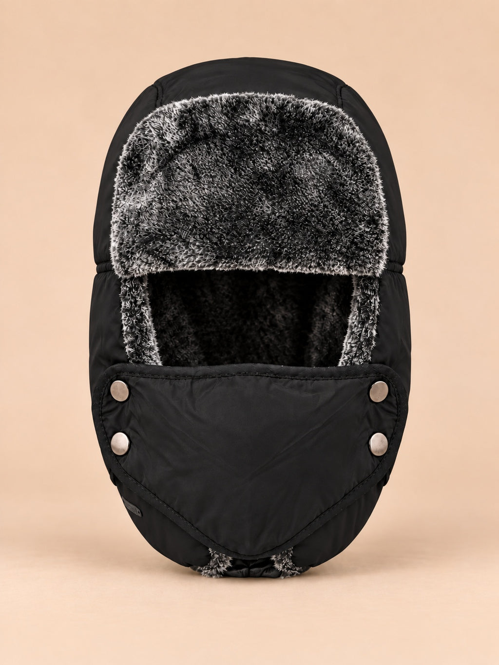 Gorro aviador con máscara cortavientos para invierno, color negro, vista frontal