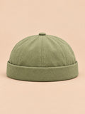 Gorro docker vaquero con vuelta, estilo obrero, color verde militar, vista frontal