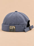 Bonnet docker réversible bleu, vue de face.