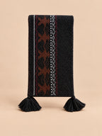 Bufanda jacquard Fair Isle de mezcla de lana con flecos, modelo 25049 1, vista frontal