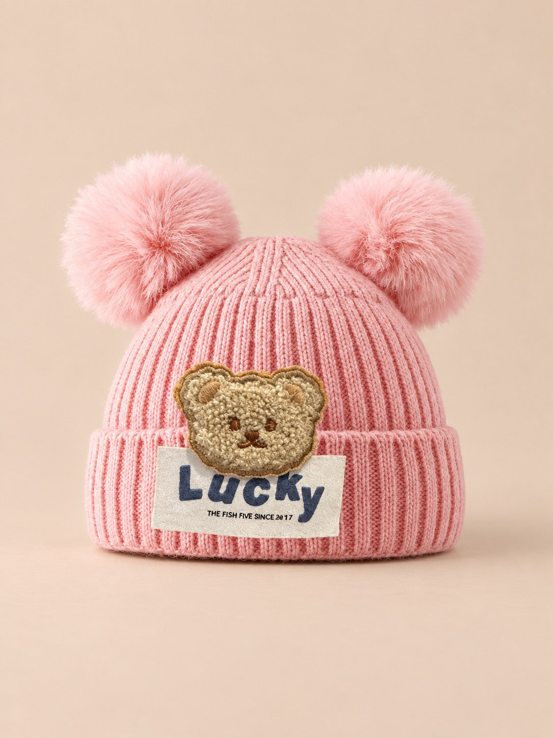 Bonnet enfant au tricot ou crochet, modèle Rose 2, vue de face