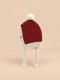 Gorro infantil bicolor con pompón y orejeras, modelo rojo 2, color rojo, vista frontal