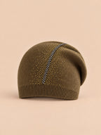 Gorro de mezcla de lana de doble capa con strass, color verde, ENJOYFUR, vista frontal