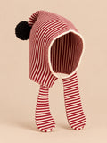 Cagoule enfant rayée modèle A1, vue de face, fond pêche sable