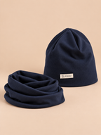 Ensemble bonnet et snood enfant Noir, vue de trois quarts.