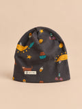 Bonnet enfant Pastèque, vue de face, fond pêche sable