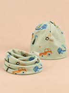 Ensemble bonnet et snood enfant Camion vert, vue de face.