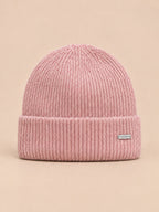 Conjunto de gorro, bufanda y guantes en mezcla de lana, modelo 4, color rosa, vista frontal
