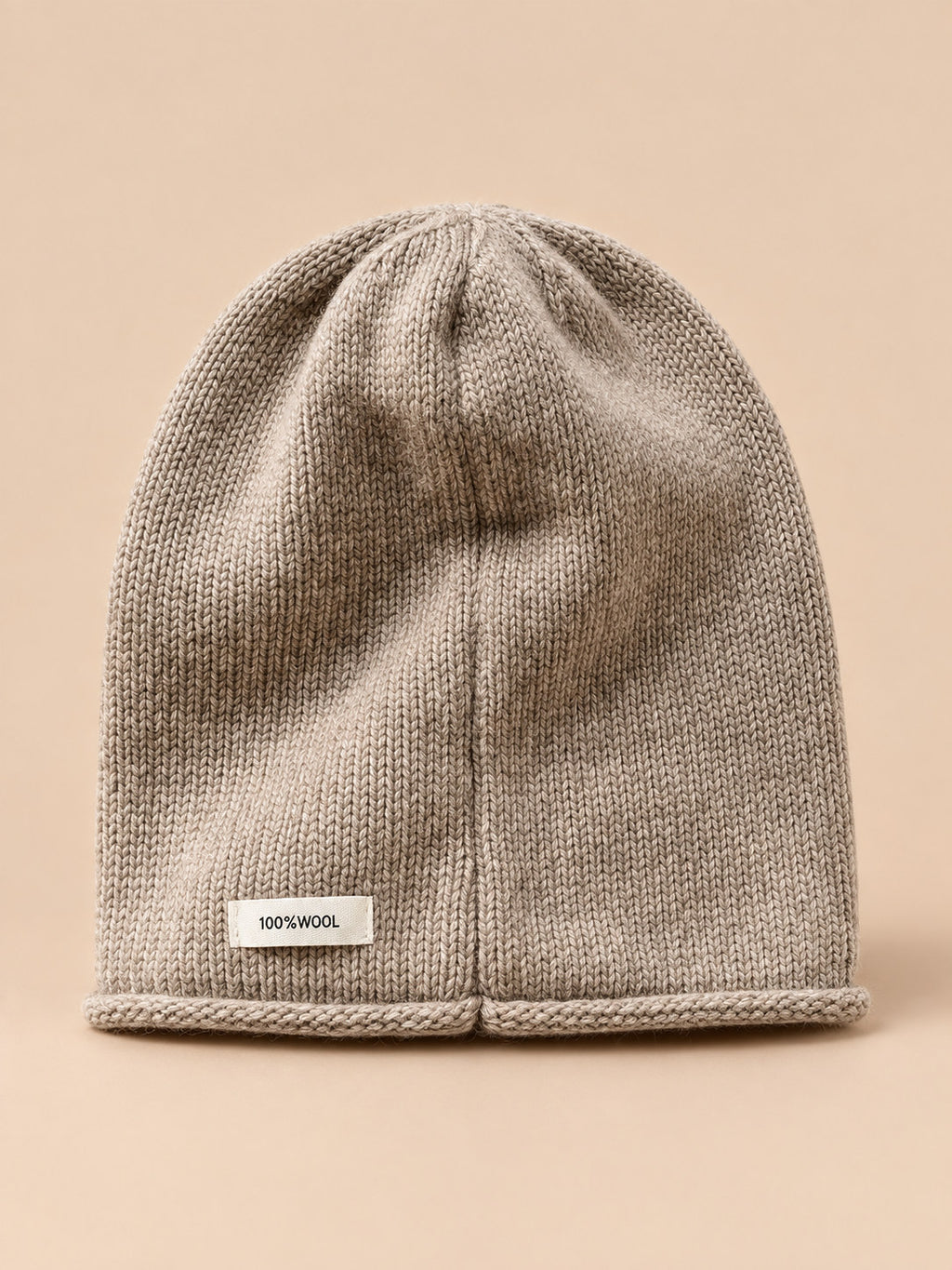 Conjunto de gorro y bufanda con abertura de mujer, estilo coreano, color caqui, vista frontal