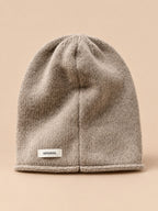 Conjunto de gorro y bufanda con abertura de mujer, estilo coreano, color caqui, vista frontal