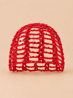 Bonnet foulard en résille au crochet, vert, vue de face