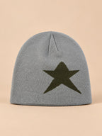 Bonnet Hip-Hop Vintage à Étoile Style Streetwear, gris et vert, vue de face