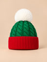 Vert et rouge à pompon blanc