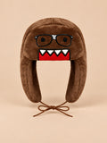 Gorro cálido con orejeras y dibujos animados, color óxido, vista frontal en la fotografía del producto