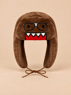 Gorro cálido con orejeras y dibujos animados, color óxido, vista frontal en la fotografía del producto