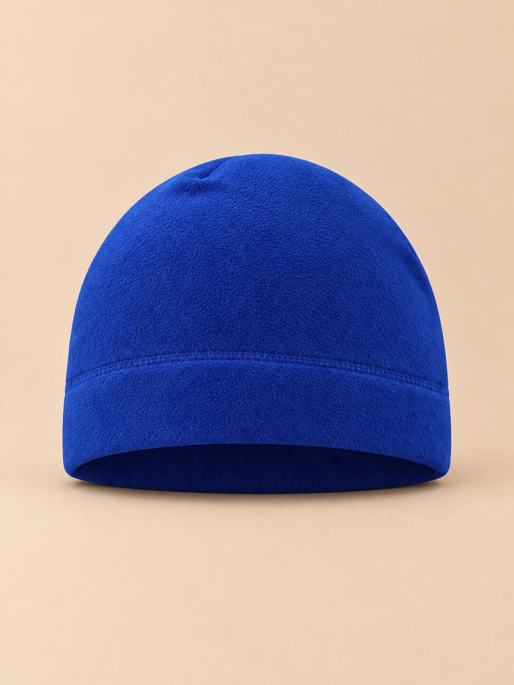 Gorro polar suave cortavientos para ciclismo, color azul, vista frontal en la fotografía del producto