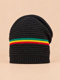 Gorro rasta jamaicano de punto, estilo reggae, color negro, vista frontal en la fotografía del producto